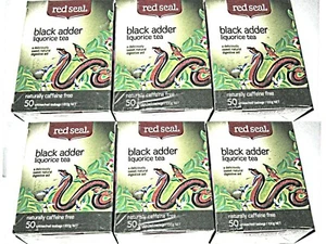6 x 50 Tea bags RED SEAL Black Adder Liquorice Tea (300 in total) Caffeine free - Picture 1 of 3