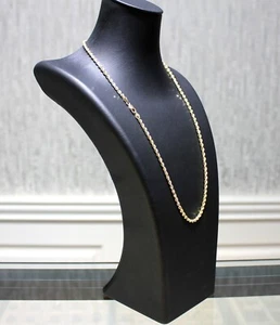 Solid 10K Yellow Gold 3mm Diamond-Cut Rope Link Necklace Chain 20 Inch 13.8g - Picture 1 of 14