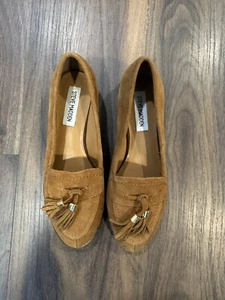 Steve Madden Cassyus Tan Tassle Suede Flip On Loafers Women's Size 6.5M - Picture 1 of 9