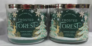 Bath & Body Works 3-wick Scented Candle Lot Set of 2 FROSTED FOREST essen. oils - Picture 1 of 4