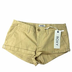 Roxy Shorts Womens 24 Cheeky Chino Hot Pants Mid Rise Cuffed khaki - Picture 1 of 16