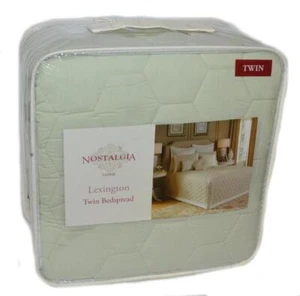 NOSTALGIA HOME Lexington Mist Green Ivory TWIN BEDSPREAD NEW COTTON - Picture 1 of 8