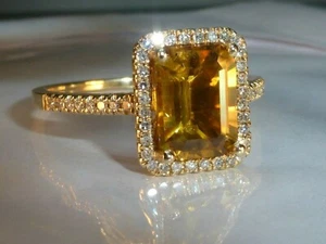 925 Sterling Silver Handmade Gold Plated Natural Yellow Sapphire Unisex Ring - Picture 1 of 7