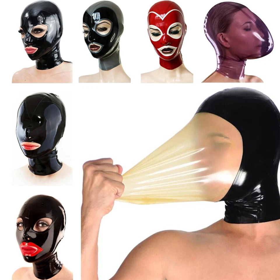 Latex Hood Rubber Mask Open Eyes Mouth w/Back Zip for Beautiful Girl  Club Wear - Image 1 of 4