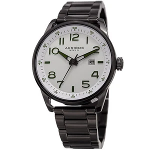 Reloj pulsera fecha acero pulido enchapado en iones negro Akribos XXIV AK956SS para hombre - Imagen 1 de 4
