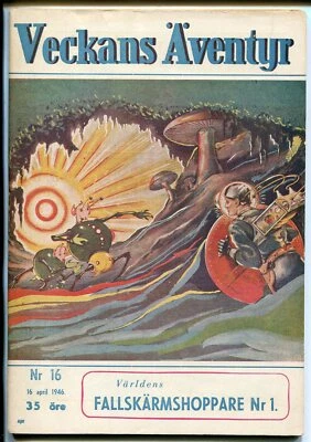 Veckans Aventyr Vol. 7 #16 1946-Sueco-Cómics-Historias pulp-Batman-Superman-En muy buen estado Foto 1 de 2