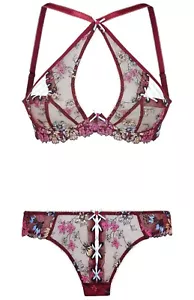 AGENT PROVOCATEUR BLUEBELLE HIGH BRA & OUVERT BRIEF SET 36B LARGE AP4 BNWT - Picture 1 of 4
