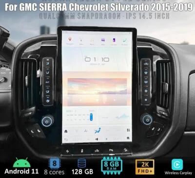 14.4" Car Android Stereo Tesla Style For Chevrolet Silverado Gmc Sierra 2013-20 - Image 1 of 4