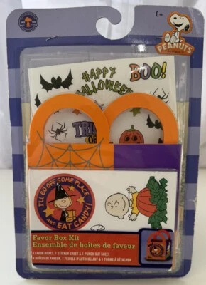 Peanuts Halloween Favor Box Kit With Stickers Charlie Brown Snoopy Colorbok - Image 1 of 3
