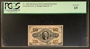 NQC Fr 1256 Third Issue 10C Fractional Currency - PCGS Gem New 65 - Picture 1 of 2