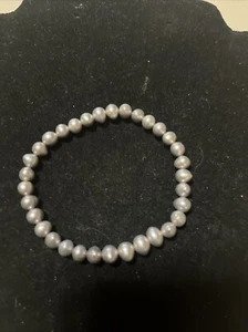 6-7mm Natural Freshwater Pearl Stretch Bracelets 7” Dusty Gray/silver Colored - Picture 1 of 4