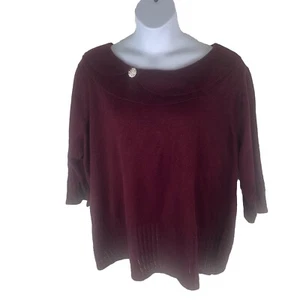Briggs Pullover Damen Größe 3X Burgund Metallic Rippstrick Plus Festlich Party - Bild 1 von 11