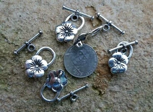 Pewter Flower Toggle Clasp - Picture 1 of 1