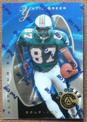1997 Pinnacle Totally Certified Blue Yatil Green Rookie /2499 Miami Dolphins - Image 1 of 2