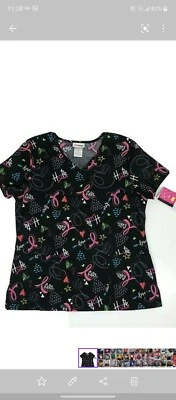 XLarge Women's SCRUBSTAR Scrub Top Hope Care Love 2 side pockets - Image 1 of 2