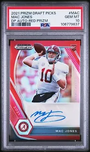 2021 Panini Prizm Draft Picks Red Prizm #MAC Mac Jones Auto RC PSA 10 /199 - Picture 1 of 2