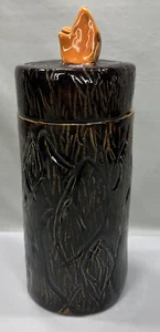 ๐ฅ Vintage Wood Long Match Stick Holder Fireplace Ceramic/Pottery Log Campfire - Picture 1 of 12