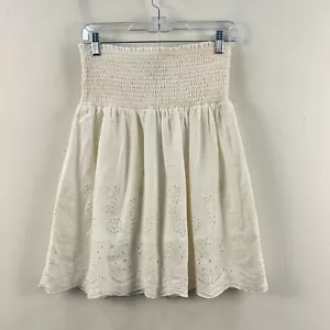 Angie Womens Medium Blouse Top Strapless White Eyelet Rayon Lined 15293 - Picture 1 of 9