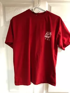 Rare Three Horses Beer Red T Shirt Made In Madagascar Size Large 100% Cotton - Picture 1 of 12