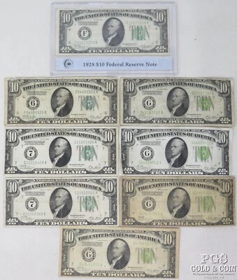 (8)1928 $10 Federal Reserve Notes/Gold Certificates including Low Serial  25741 - Image 1 of 4