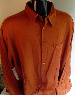 CUBAVERA Burnt Orange w/ Ivory Stitching LS Button Front Rayon/Poly Shirt SZ 3X - Image 1 of 4