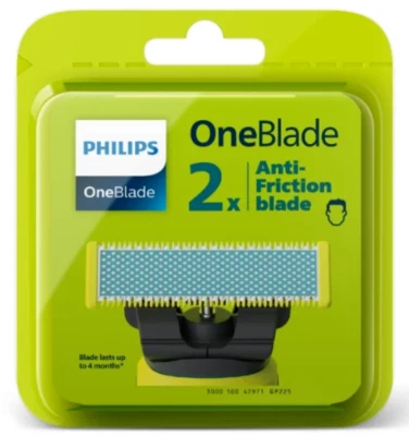 Lot De 2 Lames PHILIPS OneBlade QP225/50 Rechange Rasoir One Blade Anti Friction