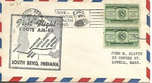 First Airmail Flight South Bend IN May 1955 AAMC# 86W71 - Picture 1 of 1