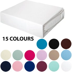50% Cotton 50% Polyester 225TC Fitted Sheet Set - 5 Bed Sizes - 15 Colours - Picture 1 of 16