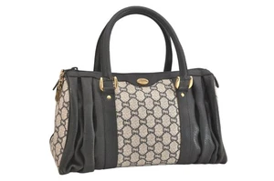 echt GUCCI Vintage GG Plus Hand Boston Bag PVC Leder dunkelblau Trödel 3650N - Bild 1 von 10