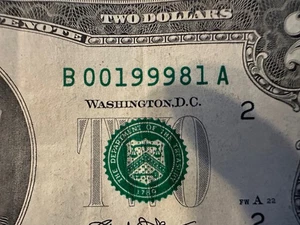 August 1 1999 Birthday Note Fancy Serial Number 08 01 1999 B00199981A - Picture 1 of 2