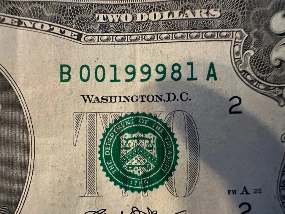 August 1 1999 Birthday Note Fancy Serial Number 08 01 1999 B00199981A - Image 1 of 2