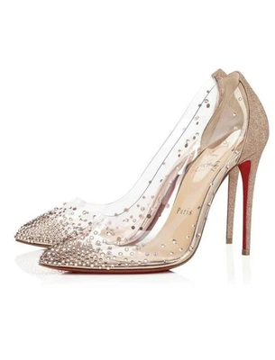 Christian Louboutin Degrastrass PVC100 Rosa Cortesana Brillo Tacón AL POR MENOR 1k Foto 1 de 4