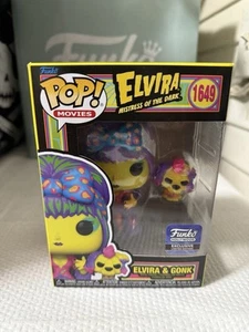 Funko Pop! Elvira & Gonk BlackLight 1649 Funko Hollywood Exclusive w/Protector - Picture 1 of 10
