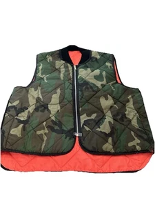 Vintage Quilted Reversible Hunting Vest Mens Camo Hunter Safety Orange - Picture 1 of 7