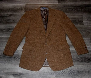 Polo Ralph Lauren Sakko Braun Fischgrät Tweed Blazer Mantel Herren 44 L Vintage - Bild 1 von 5