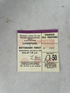 Boleto Liverpool Vs Nottingham Forest Football League Cup Final Replay 1978 - Imagen 1 de 2