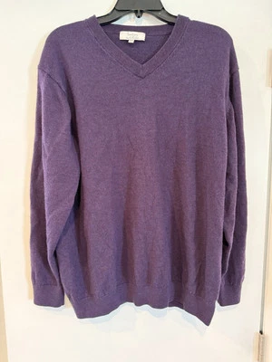 Suéter Turnbury Para Hombre 2XT Púrpura, Ciruela Cuello en V 100% Lana Merino Extra Fina Foto 1 de 4