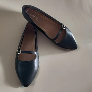 Vionic Delilah Mary Jane Ballerinas flach schwarz Leder spitz zulaufend Unterstützung bequem 9,5 - Bild 1 von 10