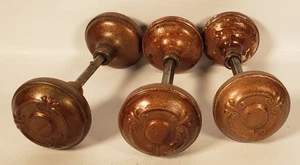 Antique Metal Door Knob Sets Handles Pulls Detailed – Lot x3 Matching A86. - Picture 1 of 9