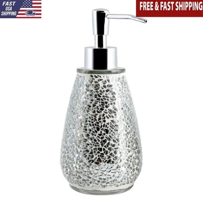 Bomba de loción de vidrio mosaico gris brillo cabeza de plástico cromado brillante diseño elegante Foto 1 de 4