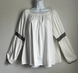 Elizabeth and James Women’s Off-White Embroidery Puff Long Slv. Boho Top Sz.XXL - Picture 1 of 8