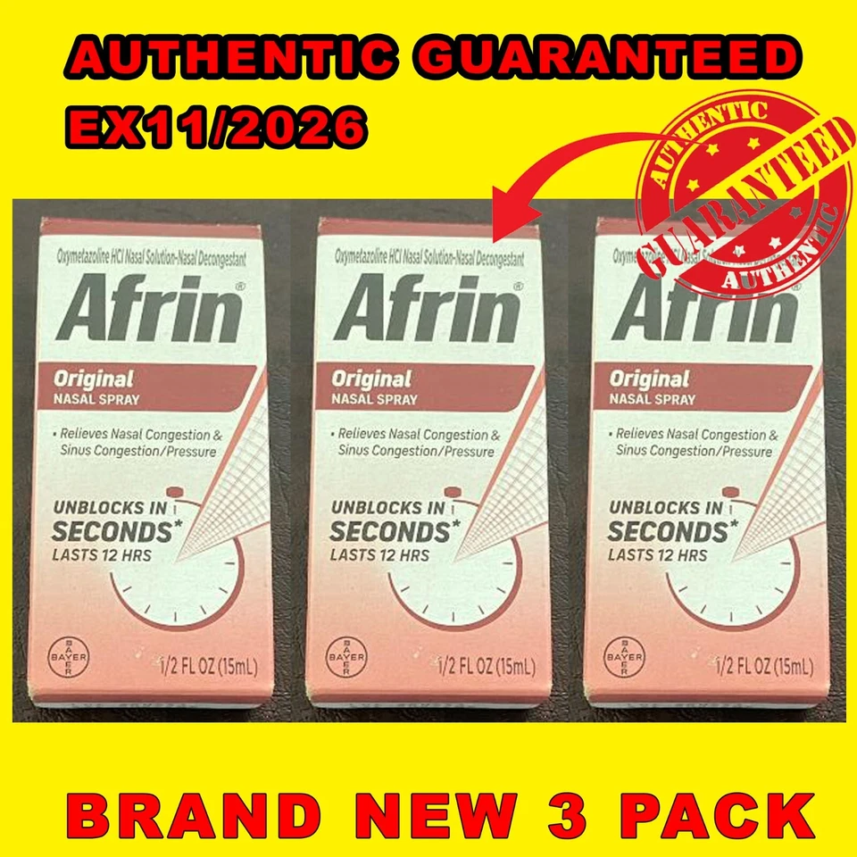 Afrin Original 12 Horas Spray de Alívio de Congestionamento Nasal - 15 ml EX11/2026 - Imagem 1 de 1