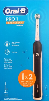 Oral-B PRO 1 Easy Clean + 2 Stück Aufsteckbürsten Drucksensor 3 D Technology - Bild 1 von 2