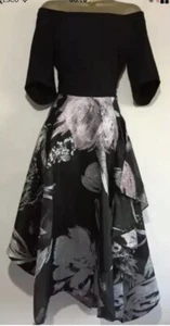 Stunning Coast Tilda Black Silver Jacquard Midi Occasion Dress Size 18/16 BNWT - Picture 1 of 6