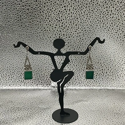 Pendientes antiguos de calcedonia y marcasita pendientes de poste 8,7 g 924 Foto 1 de 4