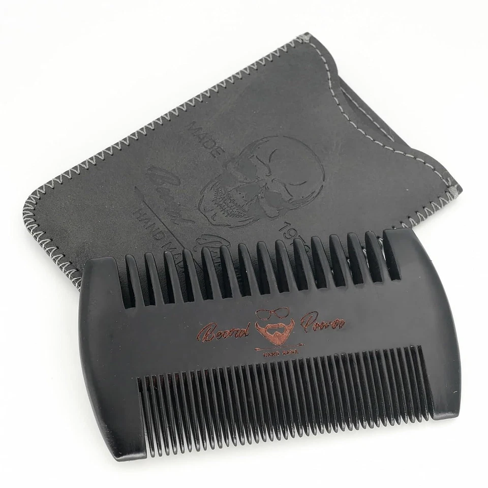 Black Wooden Beard Comb with Case for Men, Men's Wood Pocket Comb for Beards & M - Image 1 of 1
