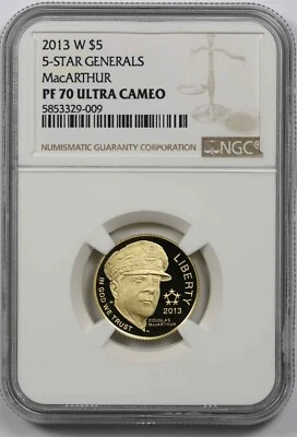 2013-W 5 Star General MacArthur NGC PF 70 Ultra Cameo Gold Modern Commemorative - Image 1 of 4