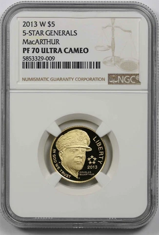 2013-W 5 Star General MacArthur NGC PF 70 Ultra Cameo Gold Modern Commemorative Cover