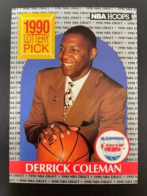 Derrick COLEMAN RC 1990-91 NBA Hoops Official Basketball #390 New Jersey Nets - Image 1 of 2