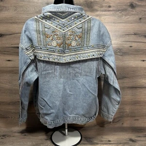 CHAQUETA VAQUERA ROBINS JEANS MUJER AZUL Denim Talla Eur 38 EE. UU. ~ 8 Nueva Con Etiqueta - Imagen 1 de 12